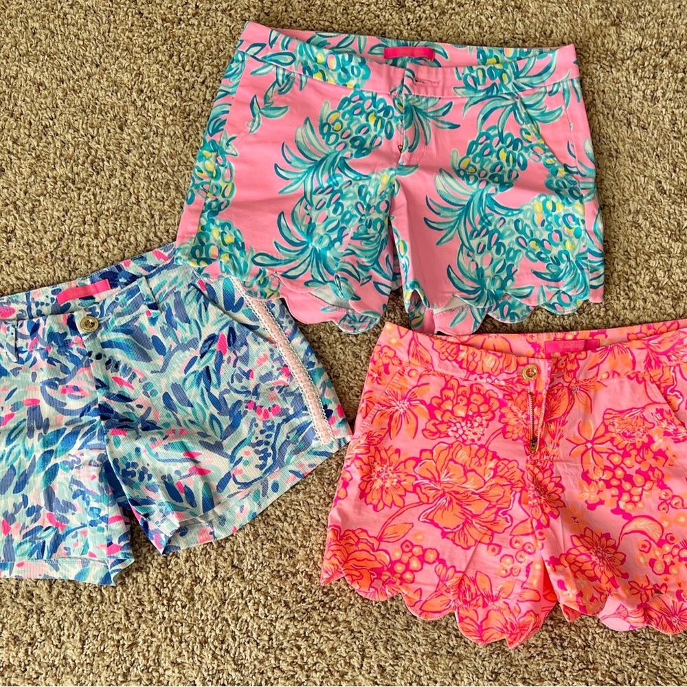 3 pair of Lilly Pulitzer shorts. Sizes 0 and 2